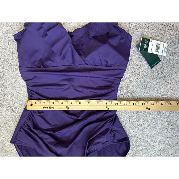 Lauren Ralph Lauren Bathing Suit Womens Size 8 / Med New Purple Ruffle One Piece - Picture 2 of 14